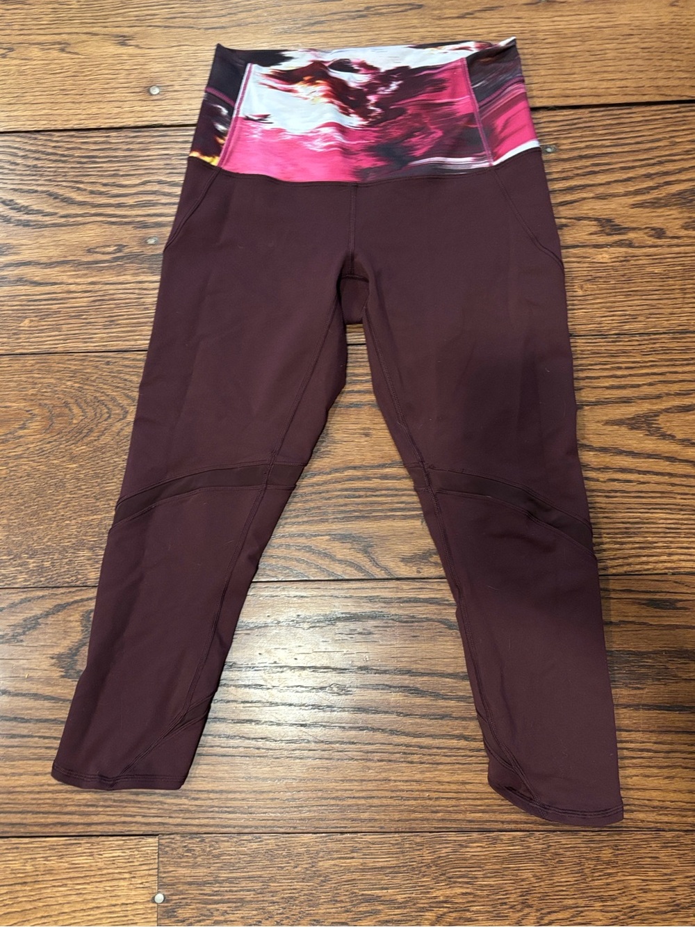 Lululemon Wunder Under Crop Shine On SE Bordeaux 6 Leggings Wild Berry Rumble